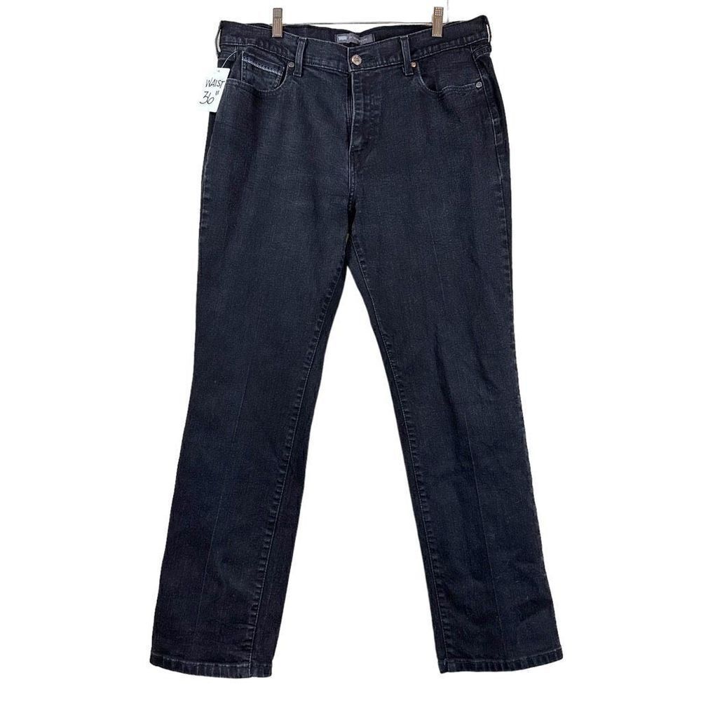 Levi’s 505 Straight Leg Contrast Stitched Black Denim Jeans Women’s Size 16M 33x